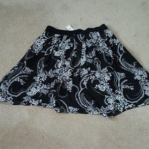 Black and White Floral Skirt