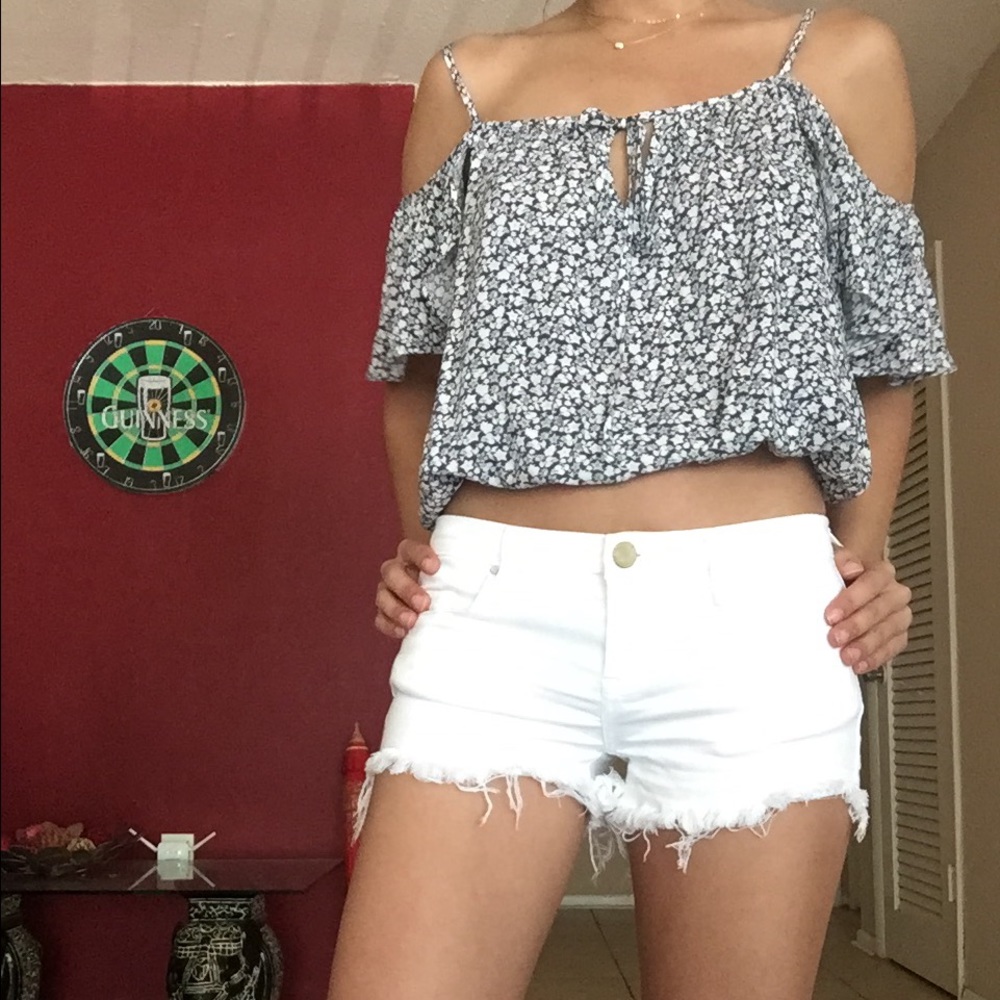 Blank NYC denim frayed denim shorts.