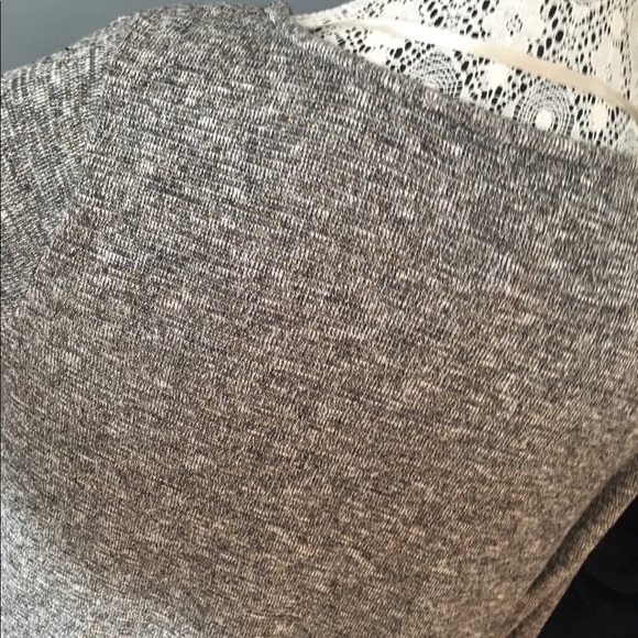 grey sweater with chiffon bottom and gold accents - Picture 4 of 4