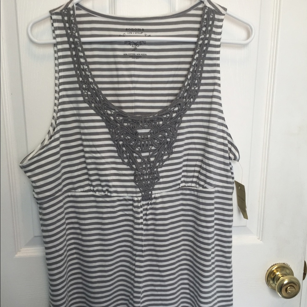 Fancy Gray and white embroidered tank