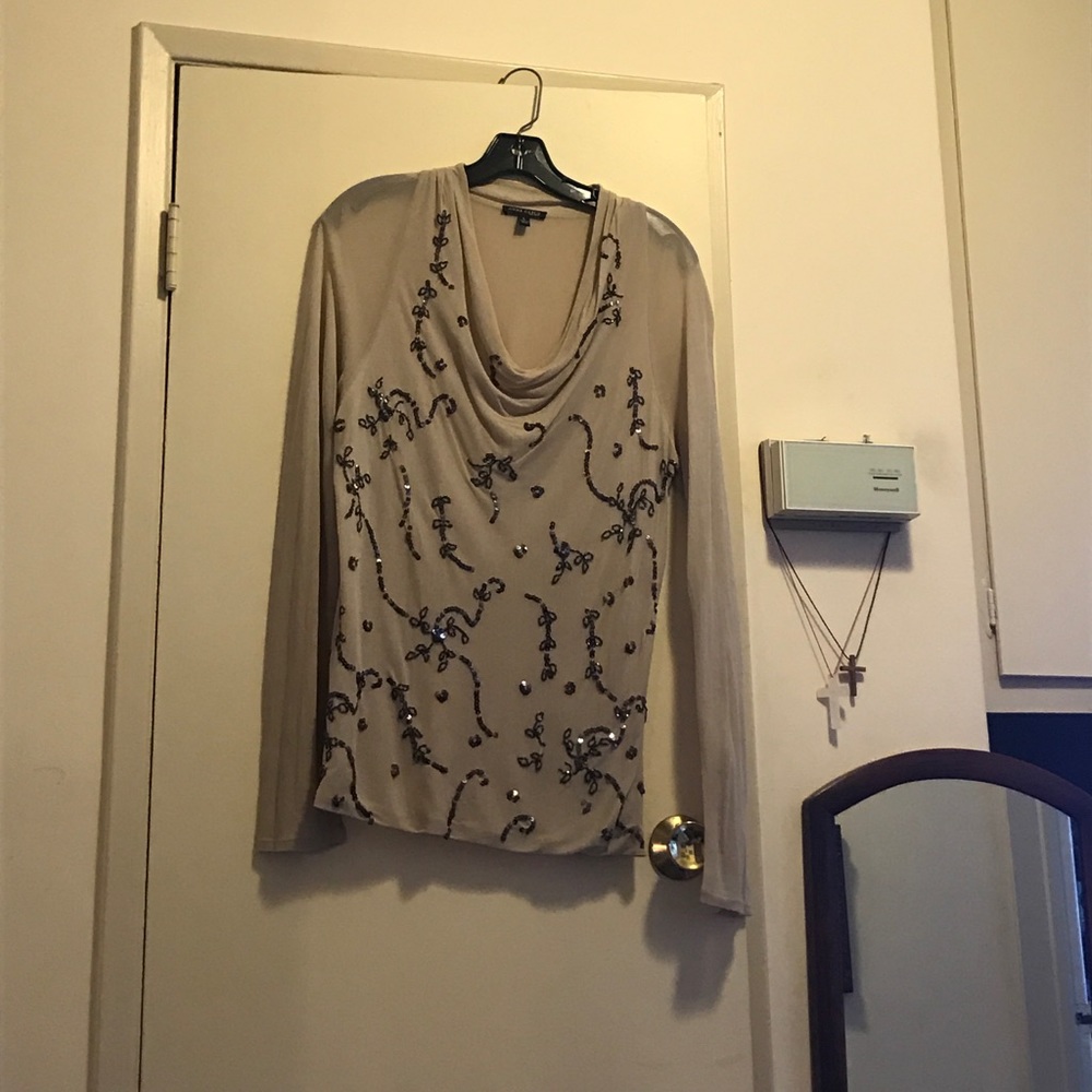Anne Klein Scoop neck beaded top