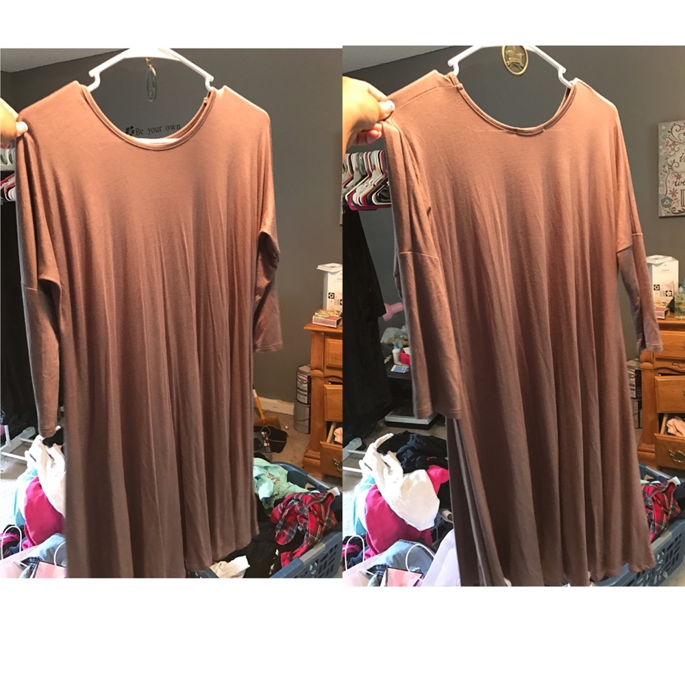 Brown long sleeve piko dress
