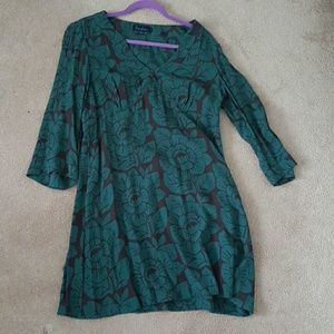 Black and green floral babydoll dress