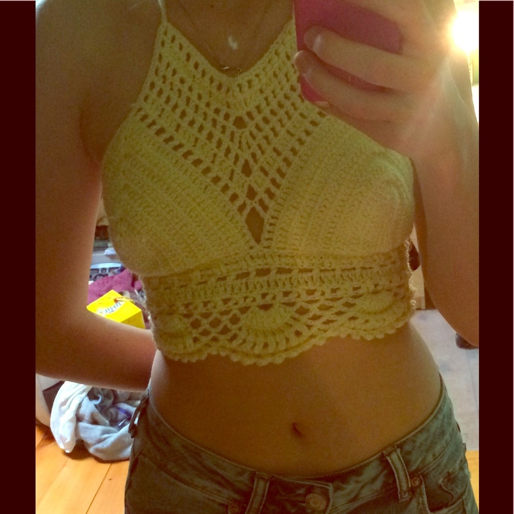 Handstiched Crochet festival crop top