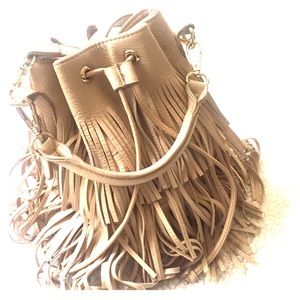 Bebe Fringe Bucket Bag