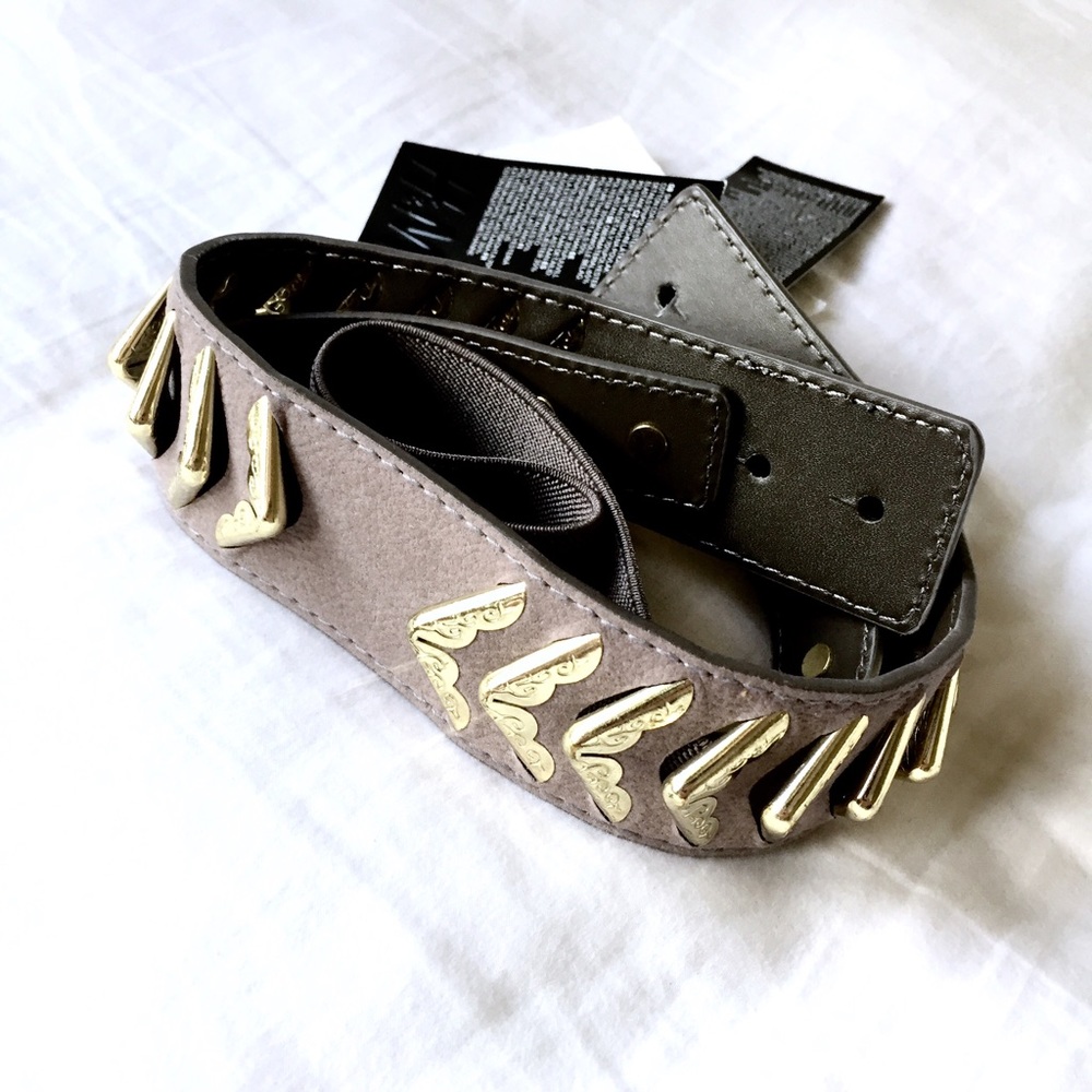Edgy Nude Beige Spike Waist Belt Adjustable Medium