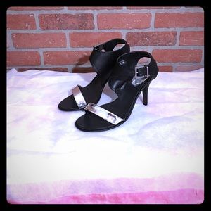 Black and silver heels