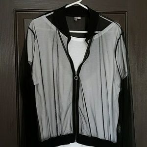 Sheer Black Bomber Jacket