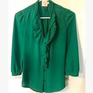 Anthropologie HD in Paris Picea ruffled blouse Anthropologie HD in Paris Picea ruffled blouse