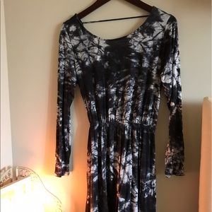 Blue OPEN BACK Tie-Dye Dress