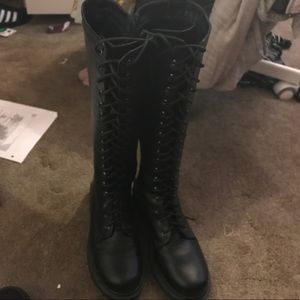 Knee-high combat boots