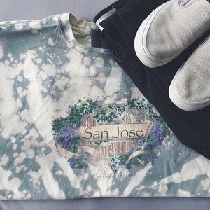 Distressed bleached San Jose vineyard tee 🍇