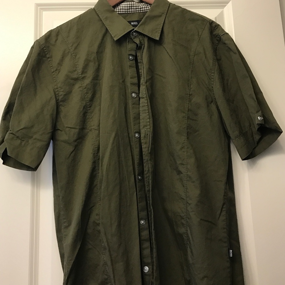 Hugo Boss Army Green Button Up