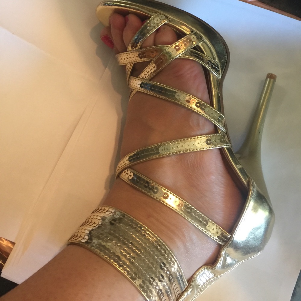 Gold straps heels brand new