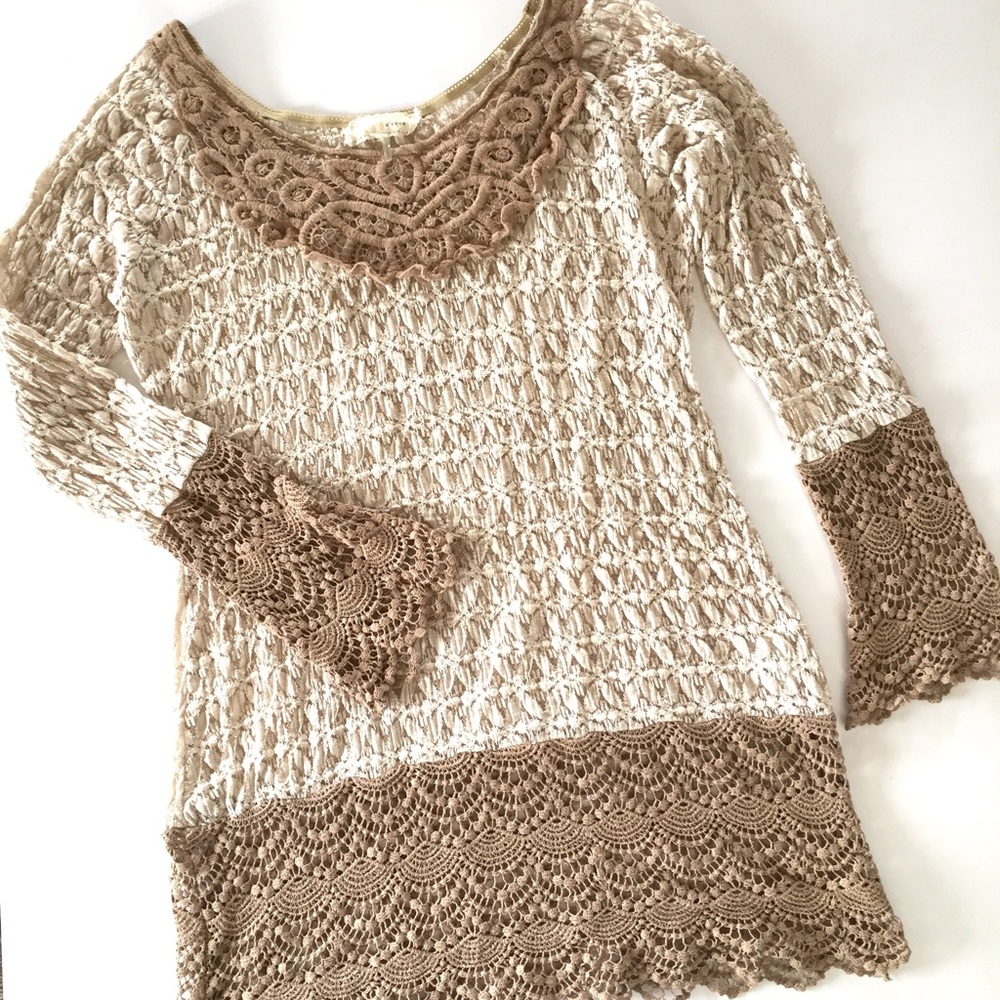 A'reve lace tunic with crochet trim