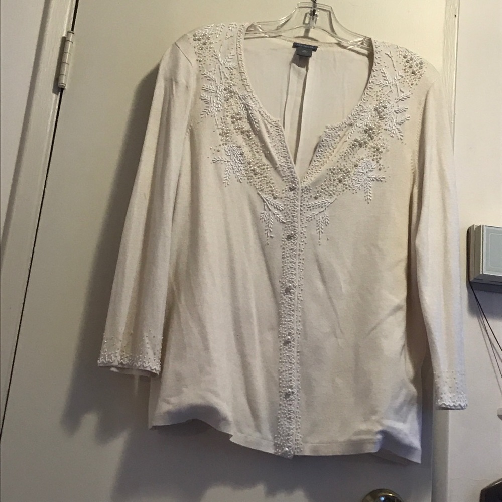 Talbots pearl beaded cardigan