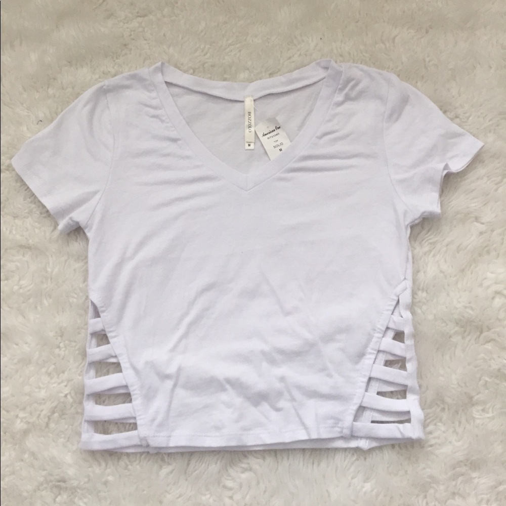 White V-Neck Crop Top