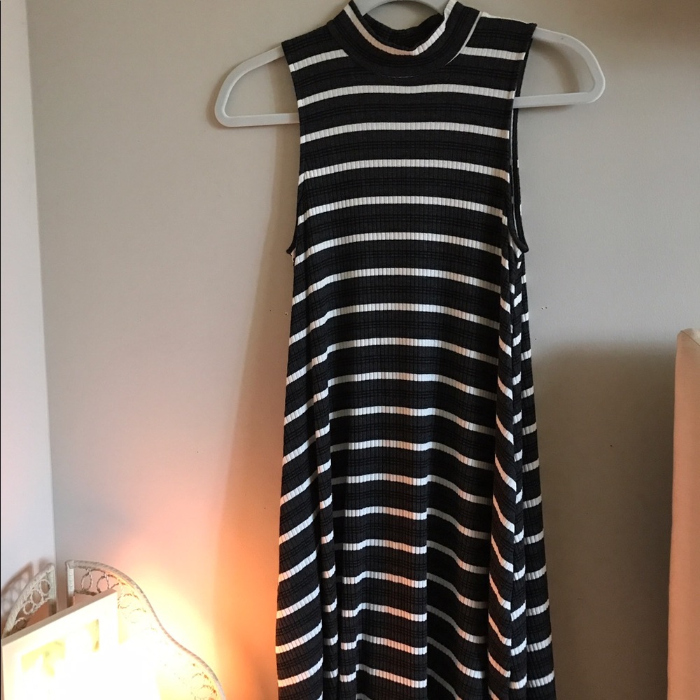 Grey & White Striped Dress