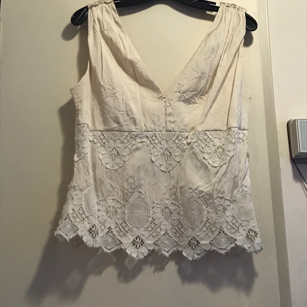 Tahari lace and satin top