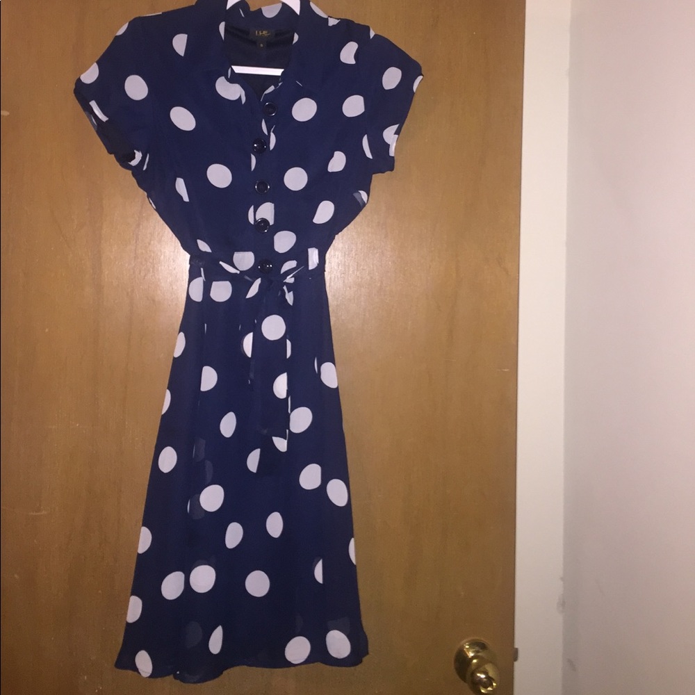 *Reposh* Navy Blue Polka Dot Shirt Dress