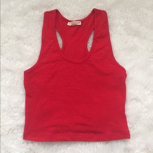 Red Racerback Crop Top