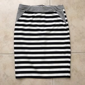 Black and White Striped Pencil Skirt