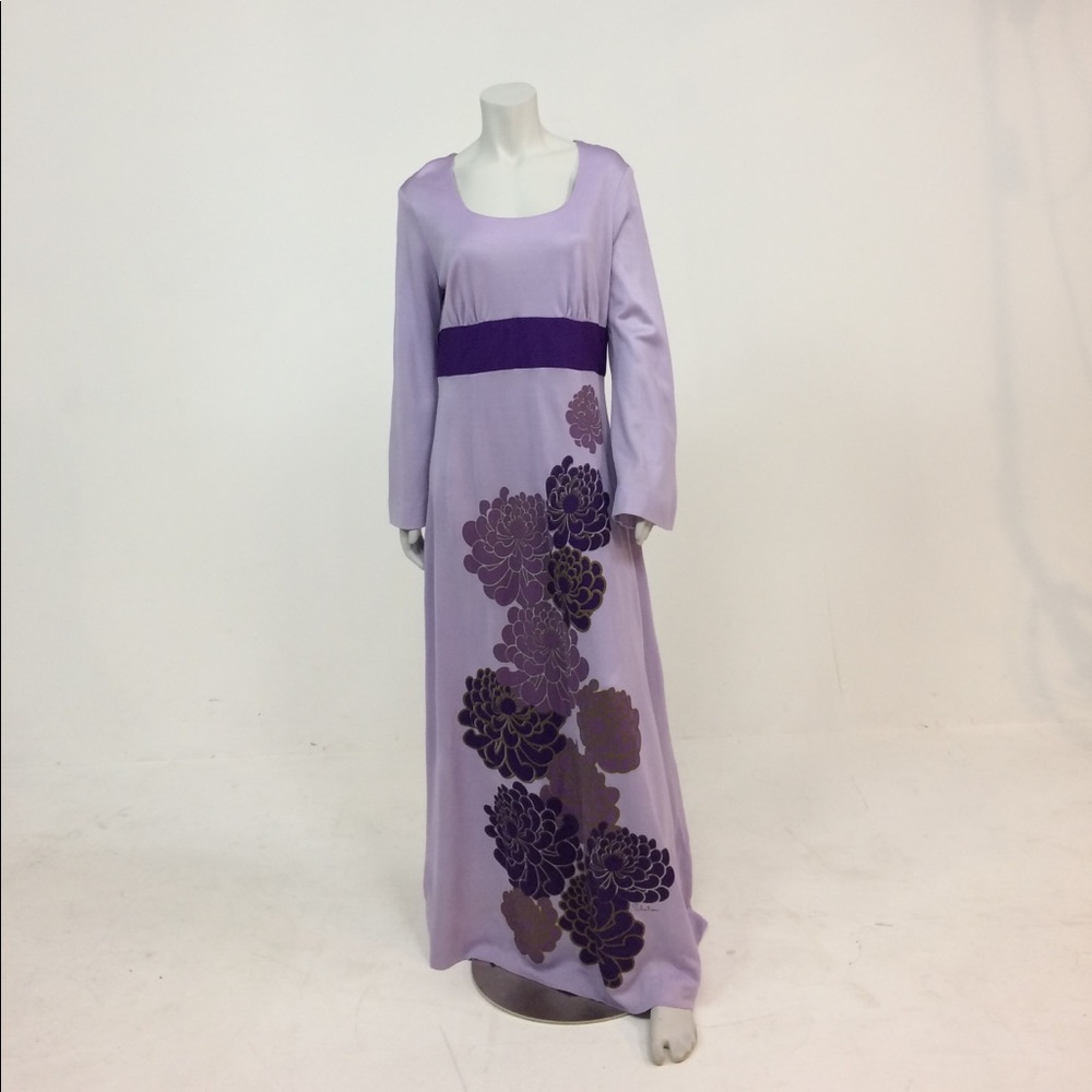 Vintage 1970's maxi dress purple floral Size M