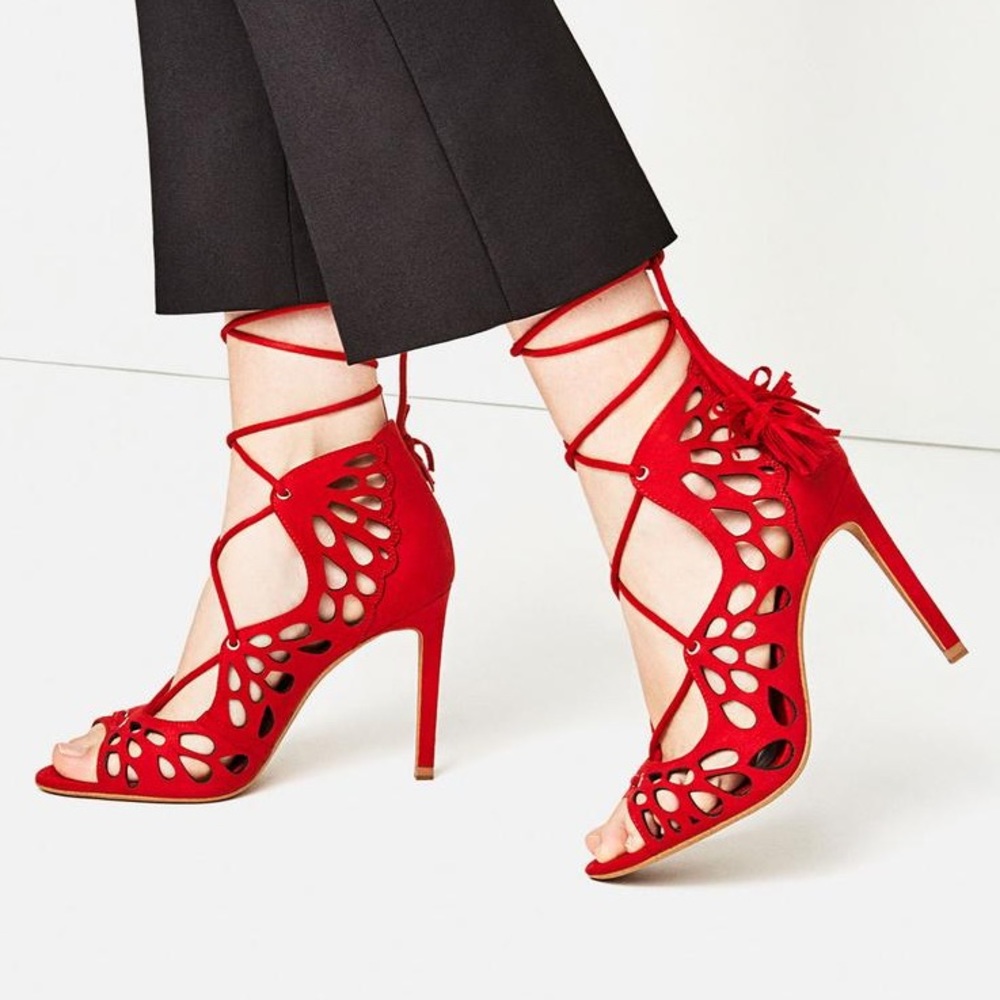 Zara openwork Wraparound Sandals - Picture 2 of 10