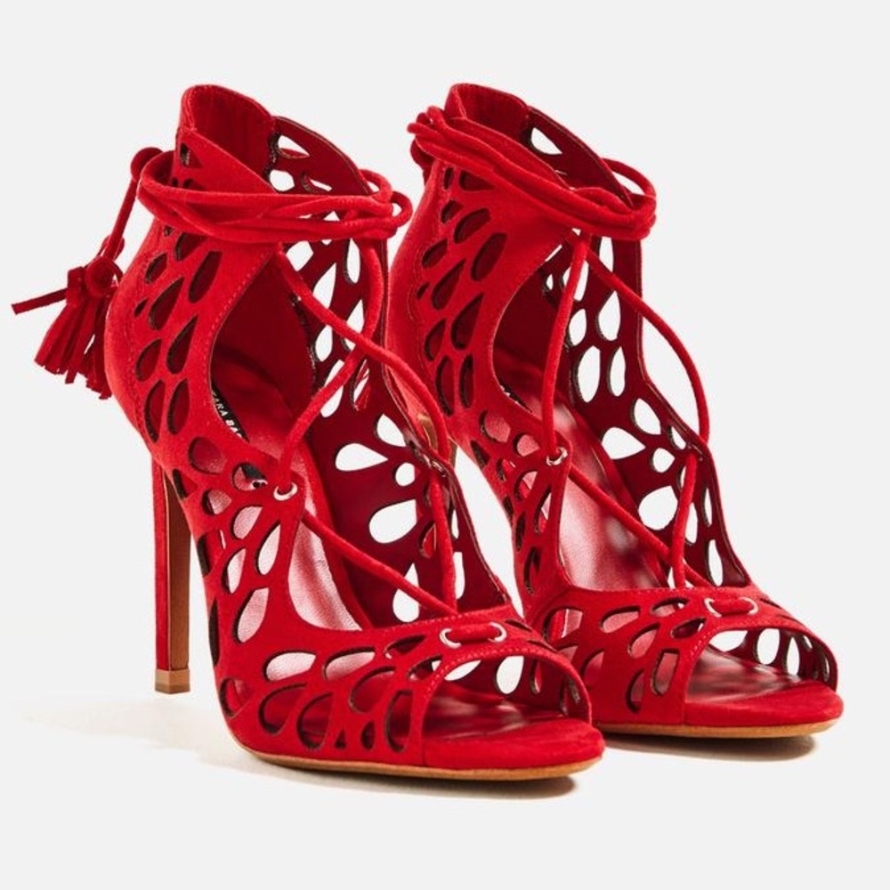 Zara openwork Wraparound Sandals - Picture 3 of 10