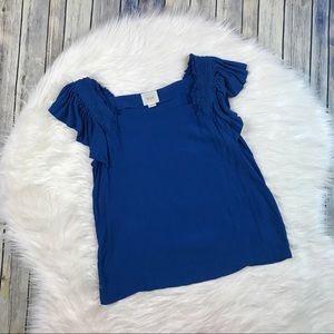 Anthropologie Tops - Maeve Anthropologie Epaulet Blue Ruffle Blouse Anthropologie Tops - Maeve Anthropologie Epaulet Blue Ruffle Blouse