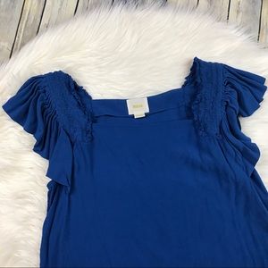 Anthropologie Tops - Maeve Anthropologie Epaulet Blue Ruffle Blouse Anthropologie Tops - Maeve Anthropologie Epaulet Blue Ruffle Blouse