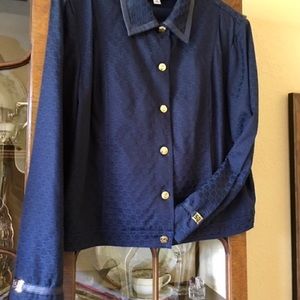 St John Navy with leather trim