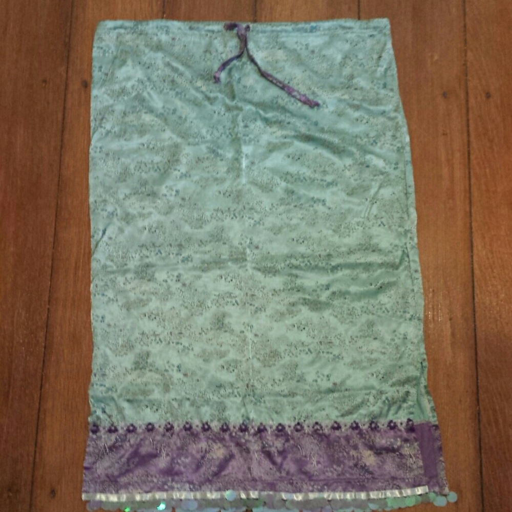 90s vintage Asian silk maxi skirt