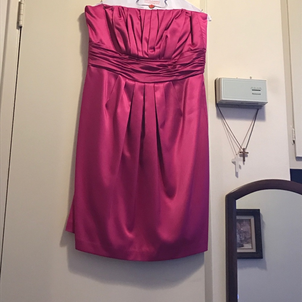 Magenta satin silk dress
