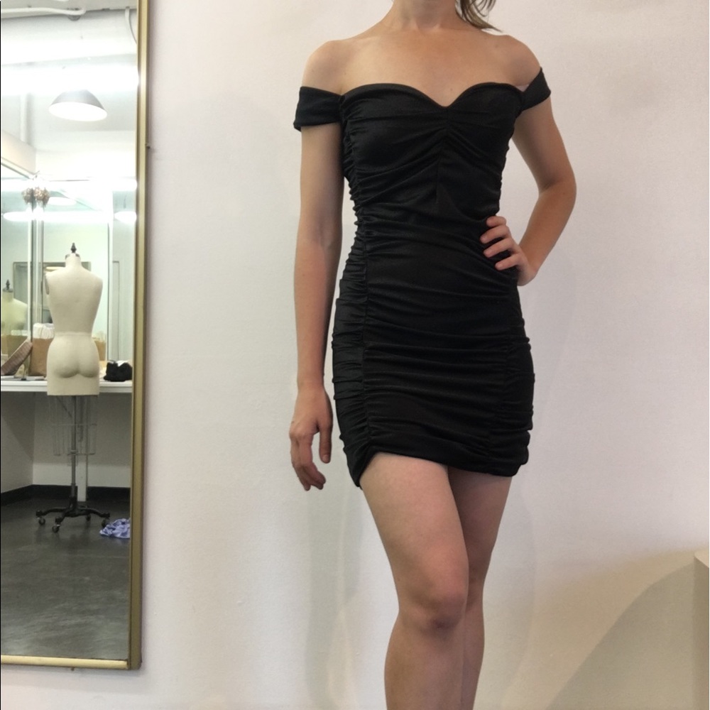 Ruched off shoulder dress