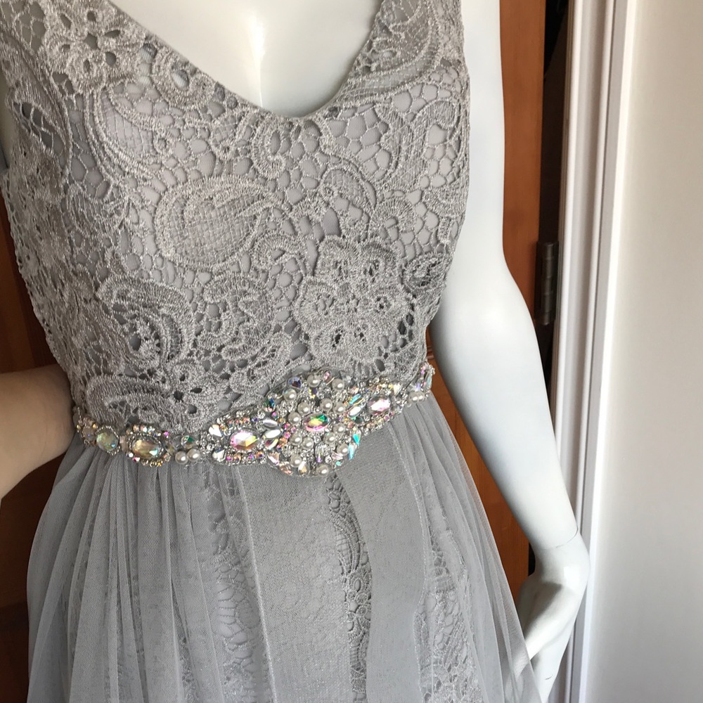 Silver/Grey embellished prom dress