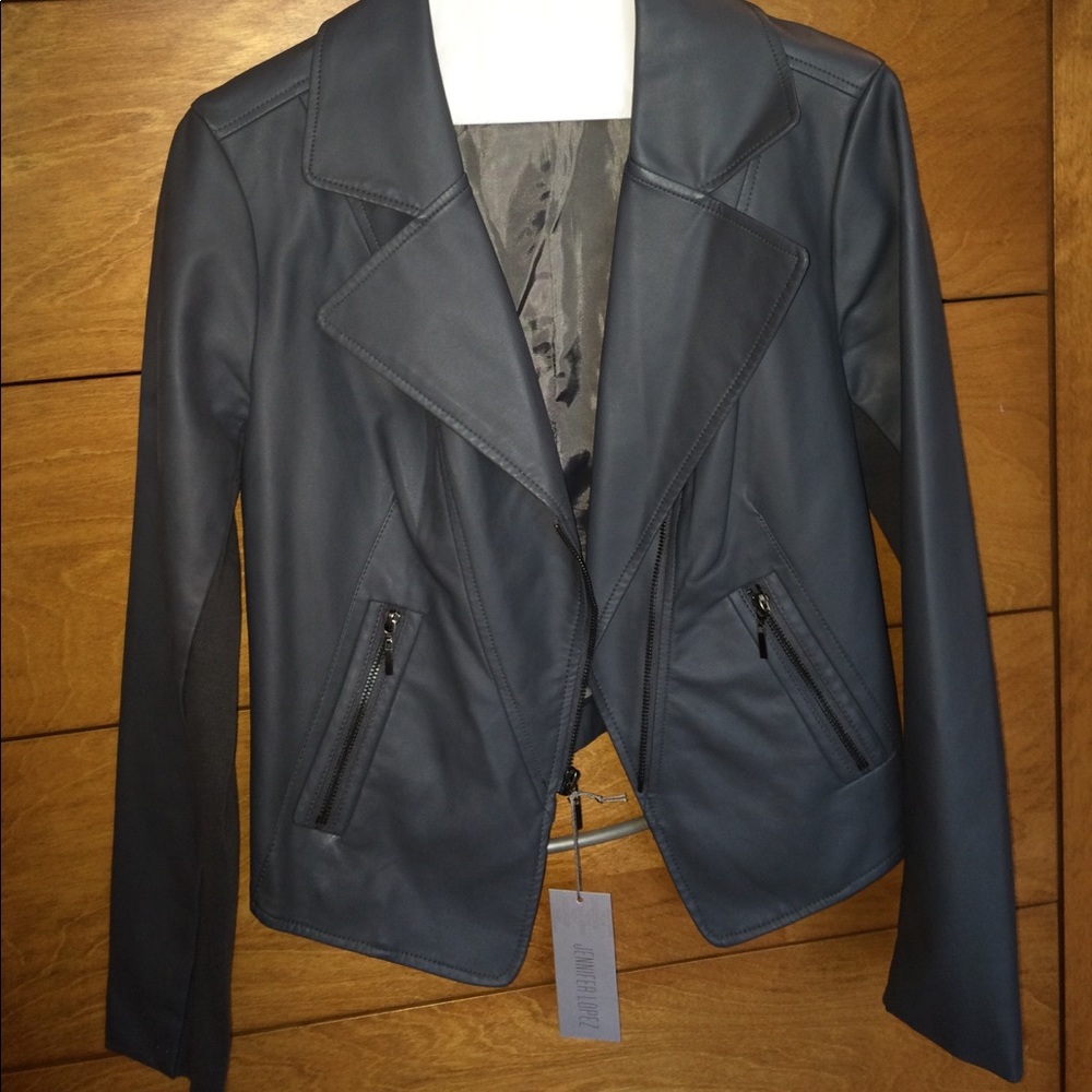 Grey faux leather Biker jacket