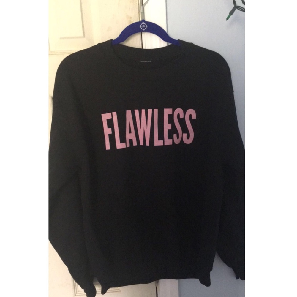 Beyoncé black "Flawless" sweatshirt.