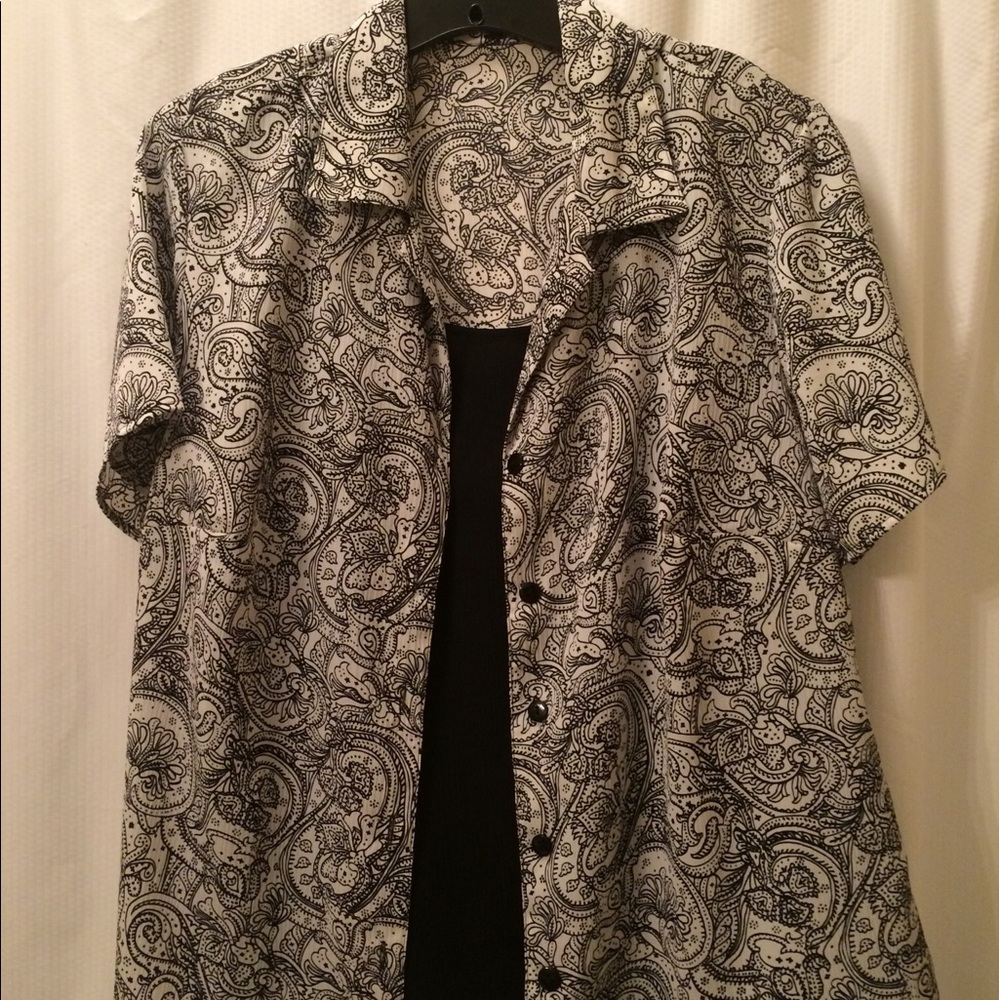 Notations bk&wh Paisley print mock 2 pc jacket top