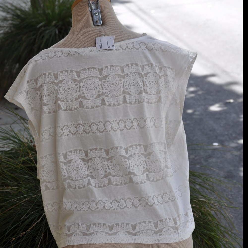 Forever21 Plus White Detailed Lace Crop Top - Picture 3 of 4