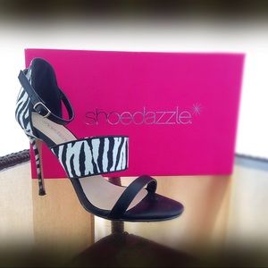 Shoedazzle Alezae Zebra-Print Heels | Size 7.5