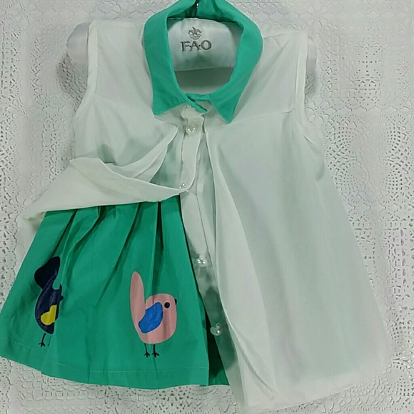 Green Birds 2 pc set top and skirt. Kids  :) - Picture 6 of 7