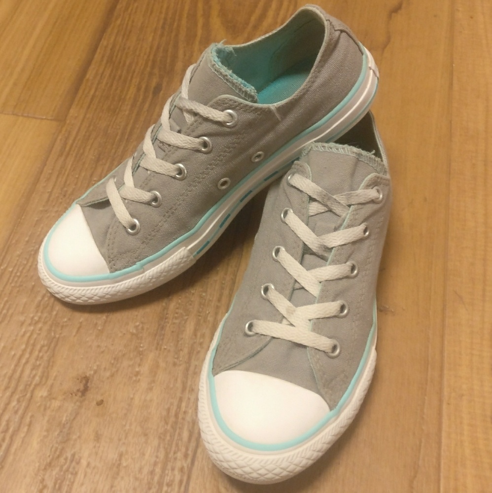 Grey and Teal Low Top Converse