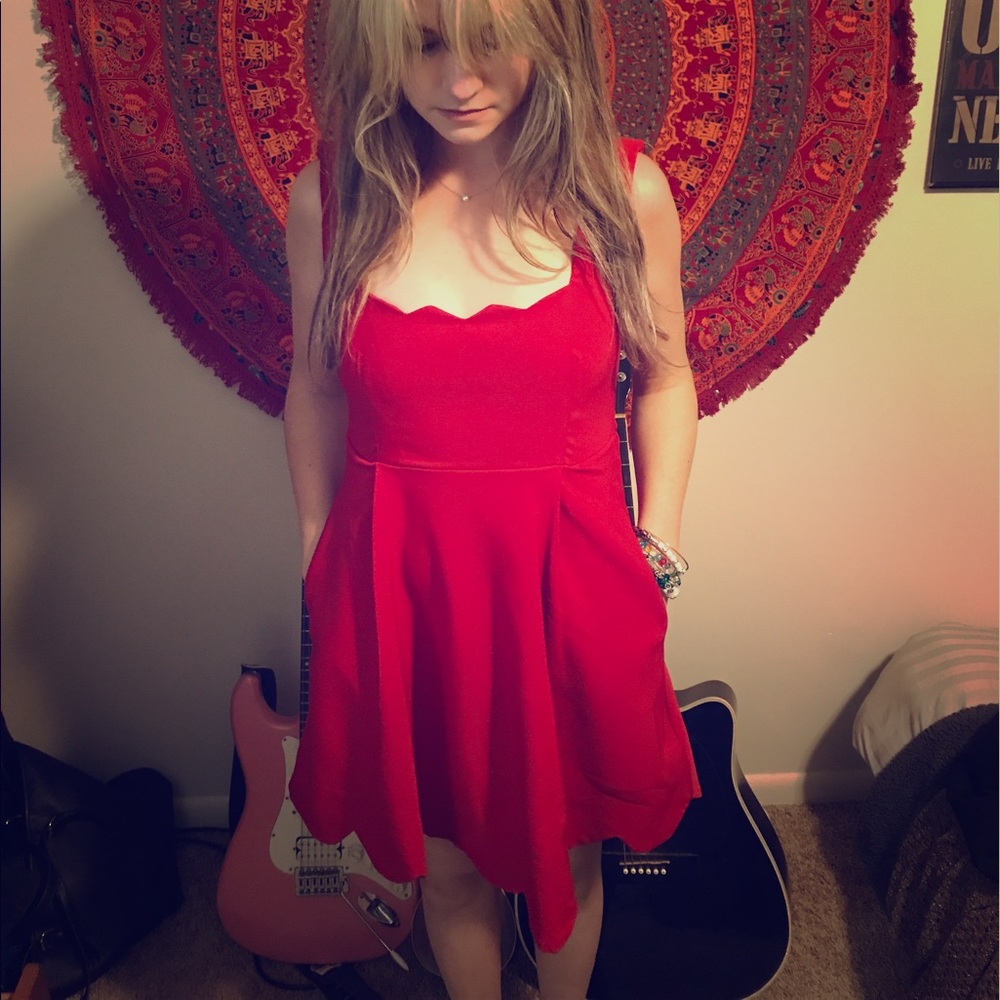 Nasty gal red scallop dress