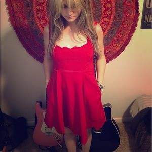 Nasty gal red scallop dress