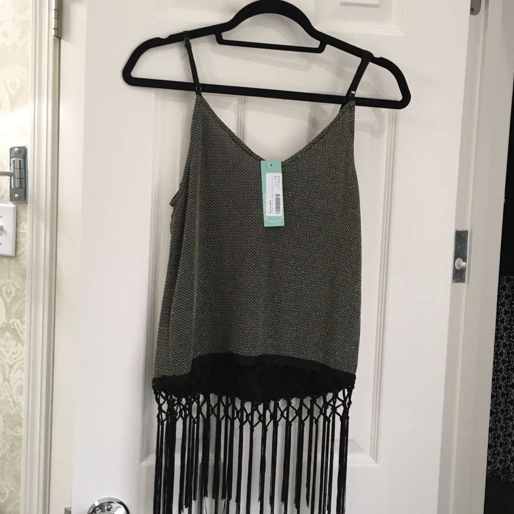 Very sexy black tank with fringe