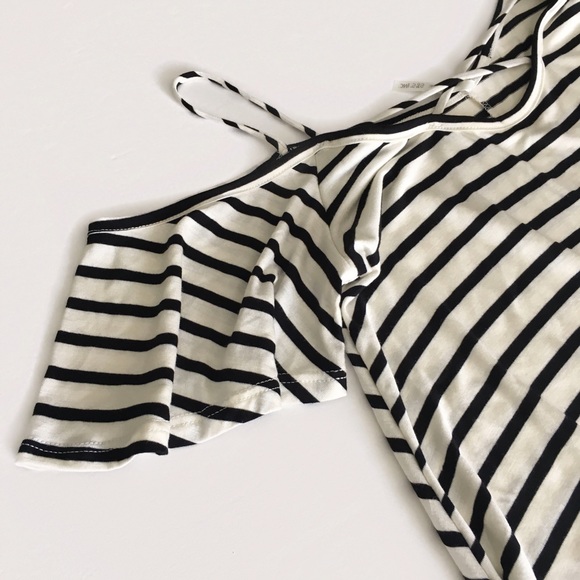 Striped Cold Shoulder Cross Front Strap Top - Picture 6 of 8