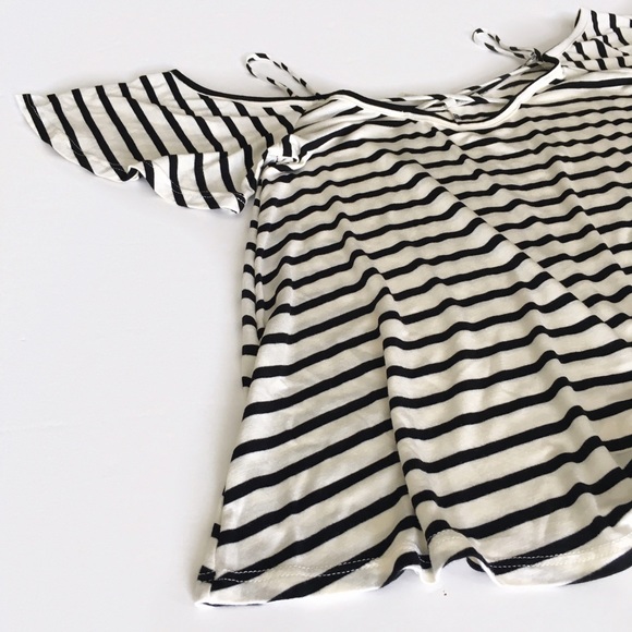 Striped Cold Shoulder Cross Front Strap Top - Picture 7 of 8