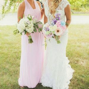 David's Bridal Tickle Me Pink Bridesmaid Dress