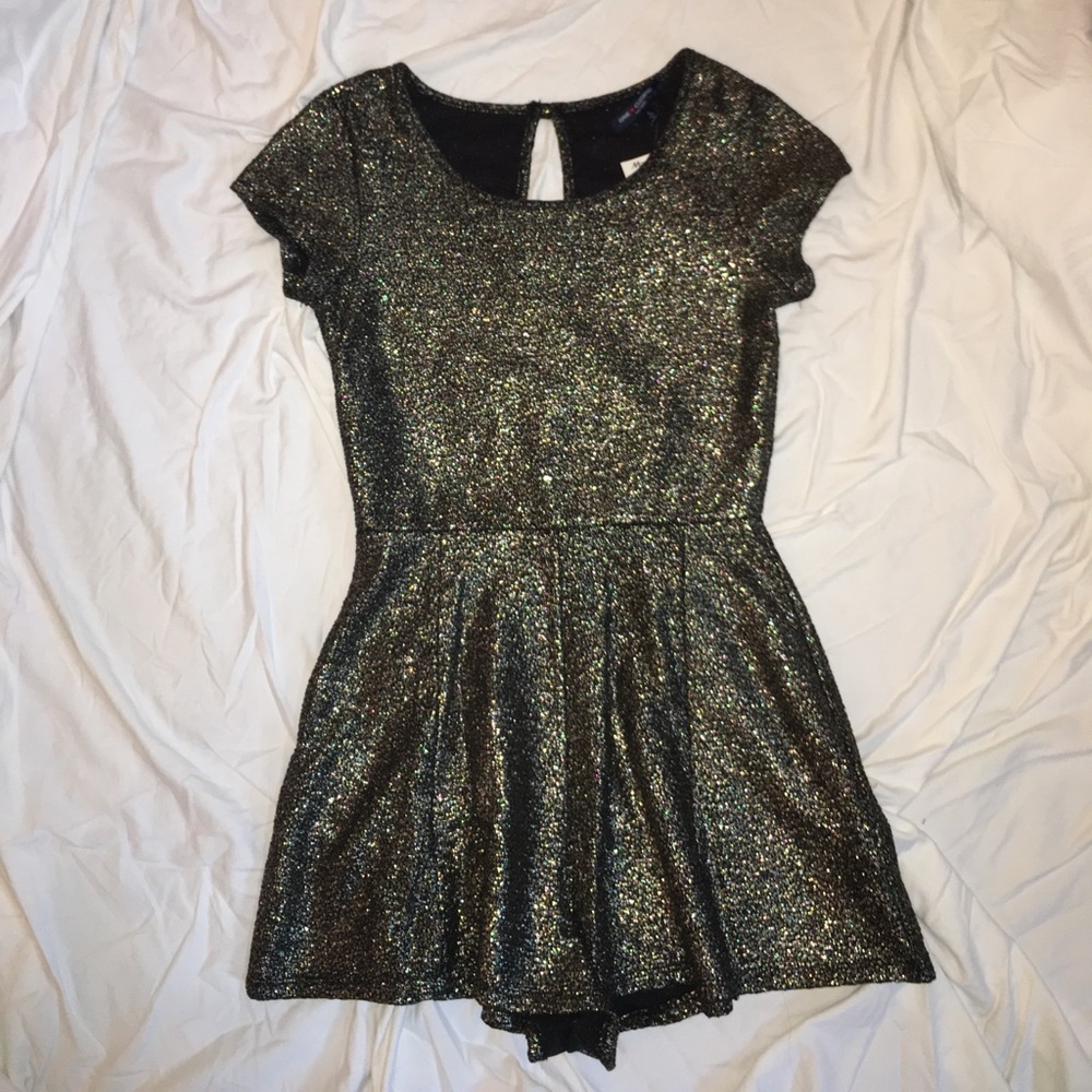 Sparkly black and gold romper